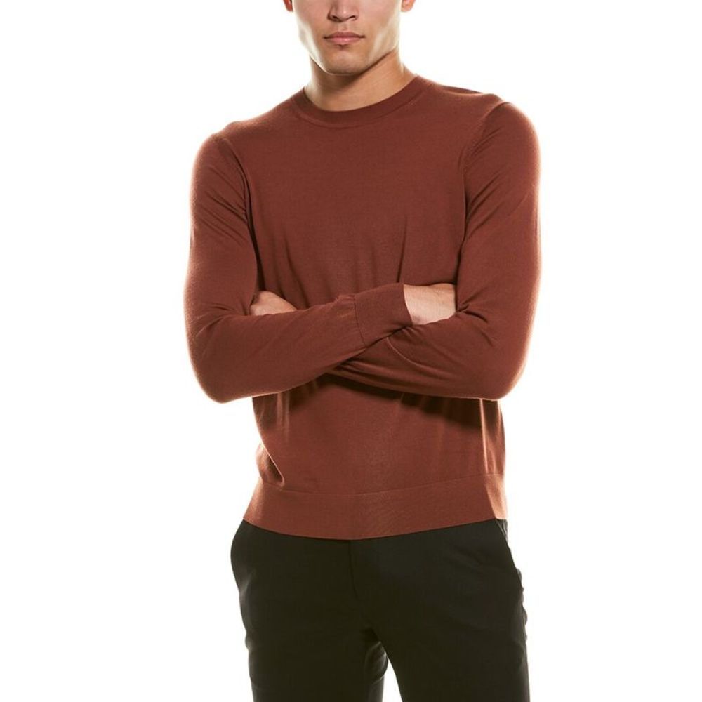 Theory Mens  Crewneck Wool Sweater, Brown